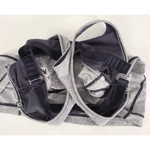 Lululemon Tank Top 4 Racerback Keyhole Stripe Built In Bra Active Black White - Picture 7 of 13